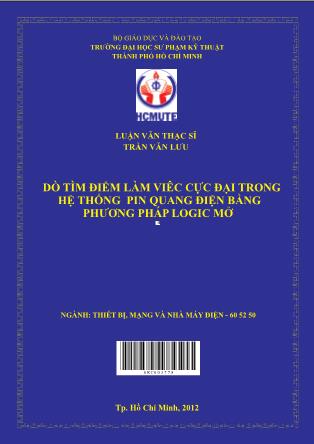 Luận văn Dò tìm điểm làm viêc cực đại trong hệ thống pin quang điện bằng phương pháp logic mở (Phần 1)