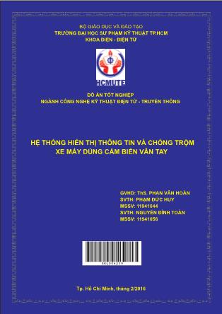 Luận văn Hệ thống hiển thị thông tin và chống trộm xe máy dùng cảm biến vân tay (Phần 1)