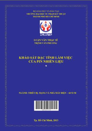 Luận văn Khảo sát đặc tính làm việc của pin nhiên liệu (Phần 1)