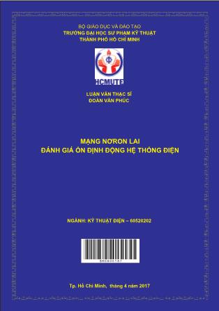 Luận văn Mạng nơron lai đánh giá ổn định động hệ thống điện (Phần 1)