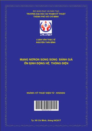Luận văn Mạng nơron song song đánh giá ổn định động hệ thống điện (Phần 1)