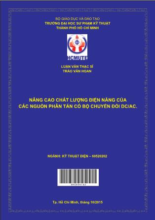 Luận văn Nâng cao chất lượng điện năng của các nguồn phân tán có bộ chuyển đổi DC/AC (Phần 1)