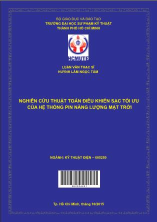 Luận văn Nghiên cứu thuật toán điều khiển sạc tối ưu của hệ thống pin năng lượng mặt trời (Phần 1)