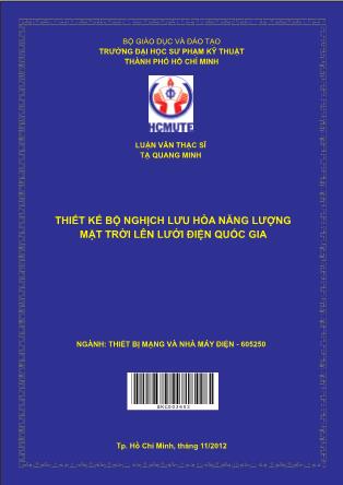 Luận văn Thiết kế bộ nghịch lưu hòa năng lượng mặt trời lên lưới điện quốc gia (Phần 1)