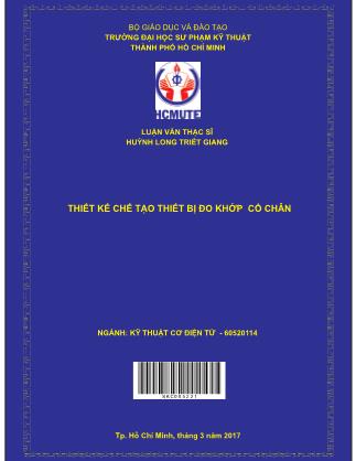 Luận văn Thiết kế chế tạo thiết bị đo khớp cổ chân (Phần 1)