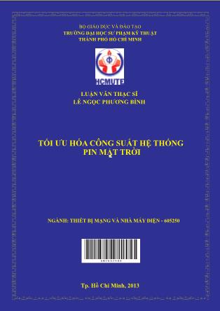 Luận văn Tối ưu hóa công suất hệ thống pin mặt trời (Phần 1)