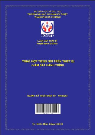 Luận văn Tổng hợp tiếng nói trên thiết bị giám sát hành trình (Phần 1)