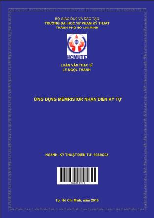 Luận văn Ứng dụng memristor nhận diện ký tự (Phần 1)