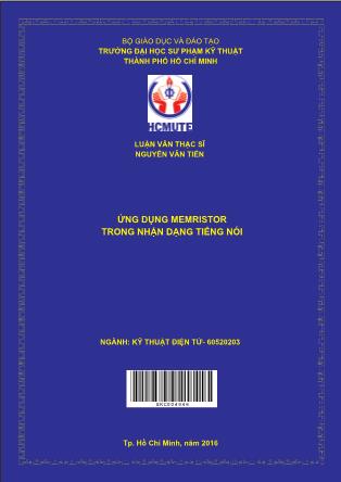 Luận văn Ứng dụng memristor trong nhận dạng tiếng nói (Phần 1)