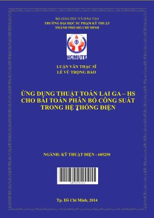 Luận văn Ứng dụng thuật toán lai GA-HS cho bài toán phân bố công suất trong hệ thống điện (Phần 1)