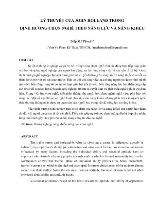 Lý thuyết của John Holland trong định hướng chọn nghề theo năng lực và năng khiếu