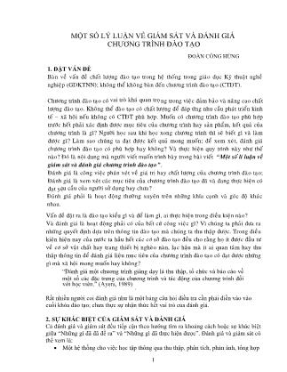 Một số lí luận về giám sát và đánh giá chương trình đào tạo