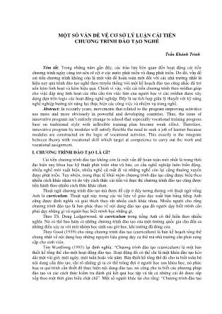 Một số vấn đề về cơ sở lý luận cải tiến chương trình đào tạo nghề