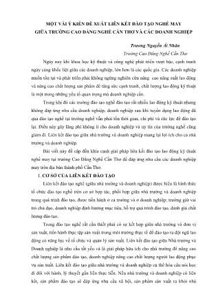 Một vài ý kiến đề xuất liên kết đào tạo nghề may giữa trường Cao đẳng nghề Cần Thơ và các doanh nghiệp