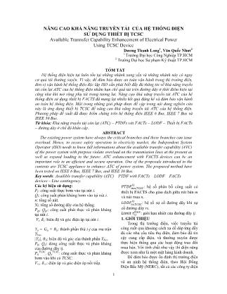 Nâng cao khả năng truyền tải của hệ thống điện sử dụng thiết bị TCSC