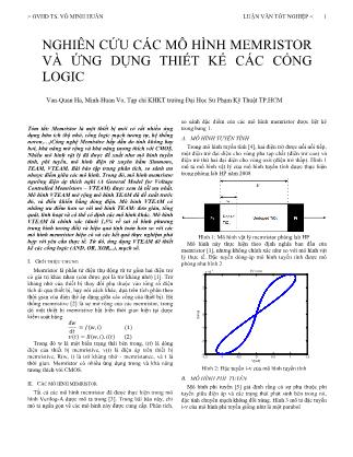 Nghiên cứu các mô hình memristor và ứng dụng thiết kế các cổng logic