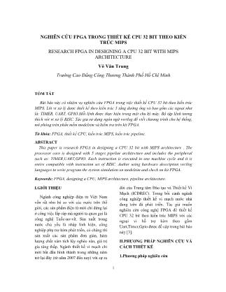 Nghiên cứu FPGA trong thiết kế CPU 32 bit theo kiến trúc MIPS