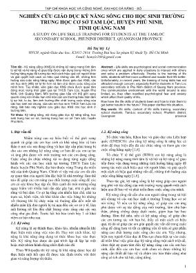 Nghiên cứu giáo dục kỹ năng sống cho học sinh trường Trung học Cơ sở tam lộc, huyện Phú Ninh, tỉnh Quảng Nam