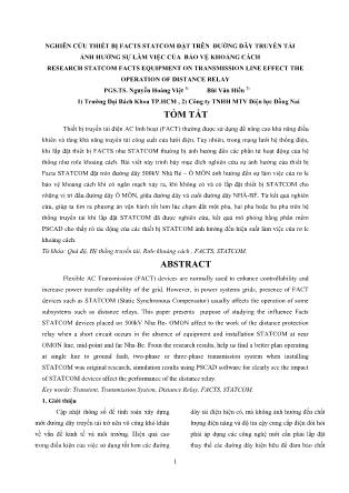 Nghiên cứu thiết bị facts statcom đặt trên đường dây truyền tải ảnh hưởng sự làm việc của bảo vệ khoảng cách