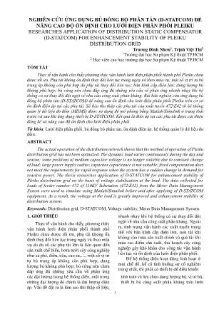 Nghiên cứu ứng dụng bù đồng bộ phân tán (D-Statcom) để nâng cao độ ổn định cho lưới điện phân phối Pleiku
