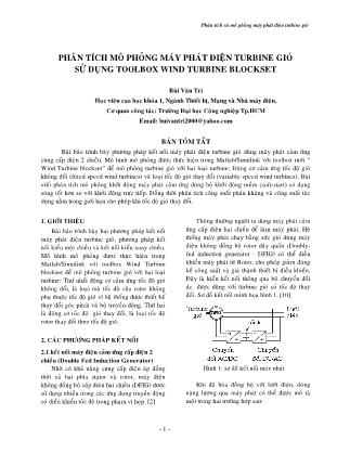 Phân tích mô phỏng máy phát điện turbine gió sử dụng toolbox wind turbine blockset