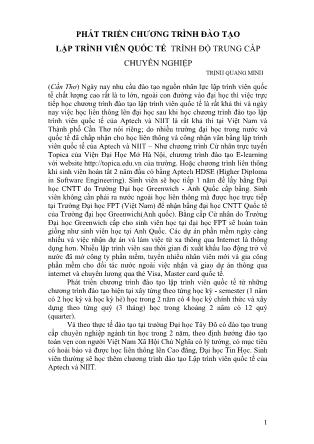 Phát triển chương trình đào tạo lập trình viên quốc tế trình độ trung cấp