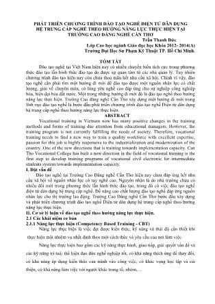 Phát triển chương trình đào tạo nghề điện tử dân dụng hệ trung cấp nghề theo hướng năng lực thực hiện tại trường Cao đẳng nghề Cần Thơ