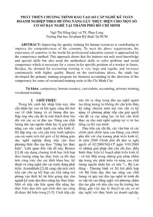 Phát triển chương trình đào tạo sơ cấp nghề kế toán doanh nghiệp theo hướng năng lực thực hiện cho một số cơ sở dạy nghề tại thành phố Hồ Chí Minh