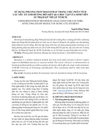 Phương pháp bootstrap và sử dụng phương pháp này phân tích các yếu tố ảnh hưởng đến kết quả học tập của sinh viên Sư Phạm Kỹ thuật TP. HCM