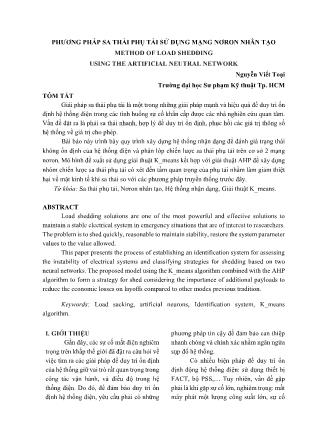 Phương pháp sa thải phụ tải sử dụng mạng nơron nhân tạo