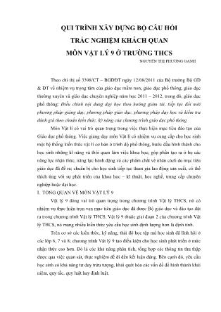 Qui trình xây dựng bộ câu hỏi trắc nghiệm khách quan môn vật lý 9 ở trường THCS