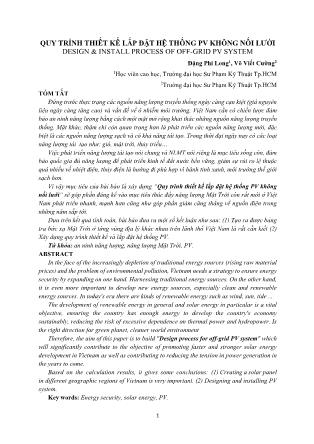 Quy trình thiết kế lắp đặt hệ thống PV không nối lưới