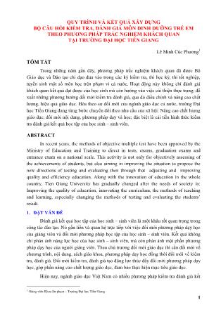Quy trình và kết quả xây dựng bộ câu hỏi kiểm tra, đánh giá môn dinh dưỡng trẻ em theo phương pháp trắc nghiệm khách quan tại trường Đại học Tiền Giang