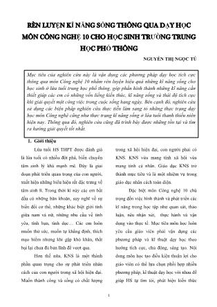 Rèn luyện kĩ năng sống thông qua dạy học môn Công nghệ 10 cho học sinh trường trung học phổ thông