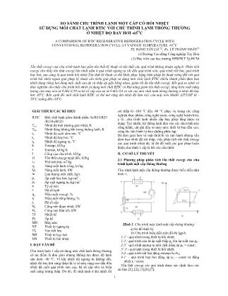 So sánh chu trình lạnh một cấp có hồi nhiệt sử dụng môi chất lạnh rtic với chu trình lạnh thông thường ở nhiệt độ bay hơi -65°C