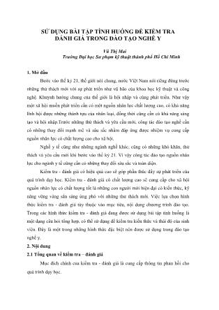 Sử dụng bài tập tình huống để kiểm tra đánh giá trong đào tạo nghề y