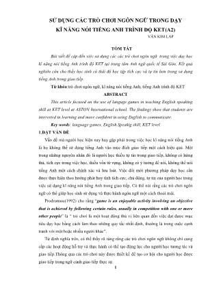 Sử dụng các trò chơi ngôn ngữ trong dạy kĩ năng nói tiếng Anh trình độ KET(A2)