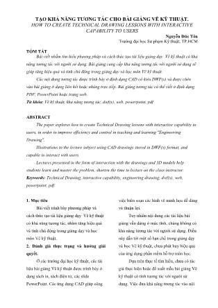 Tạo khả năng tương tác cho bài giảng vẽ kỹ thuật
