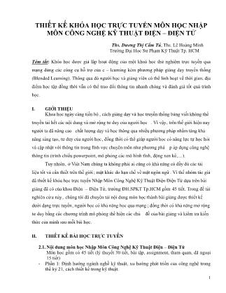 Thiế t kế khóa học trực tuyến môn học nhập môn Công nghệ kỹ thuật điện – điện tử