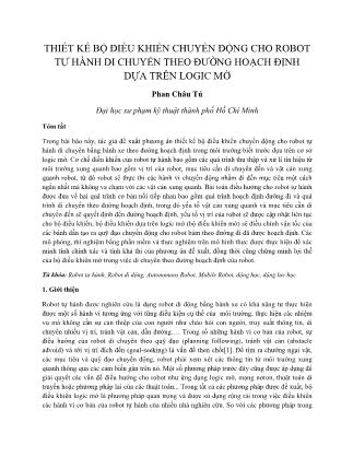 Thiết kế bộ điều khiển chuyển động cho robot tự hành di chuyển theo đường hoạch định dựa trên logic mờ