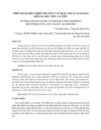 Thiết kế bộ điều khiển PID tối ưu sử dụng thuật toán đàn kiến đa mục tiêu cải tiến