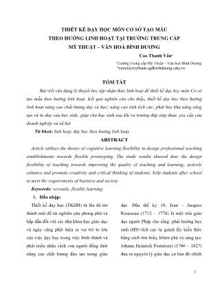 Thiết kế dạy học môn cơ sở tạo mẫu theo hướng linh hoạt tại trường Trung cấp Mỹ thuật – Văn hoá Bình Dương