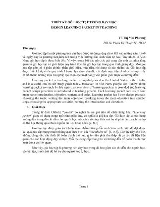 Thiết kế gói học tập trong dạy học