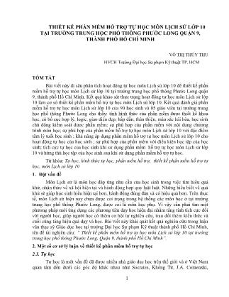 Thiết kế phần mềm hỗ trợ tự học môn Lịch sử lớp 10 tại trường Trung học Phổ thông Phước Long quận 9, thành phố Hồ Chí Minh