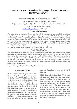 Thực hiện thuật toán nén thoại và thực nghiệm trên TMS320C6713