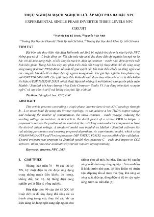 Thực nghiệm mạch nghịch lưu áp một pha ba bậc NPC
