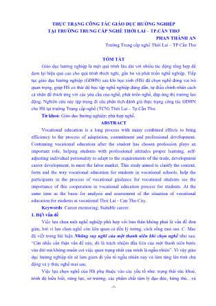 Thực trạng công tác giáo dục hướng nghiệp tại trường trung cấp nghề Thới Lai – TP.cần Thơ