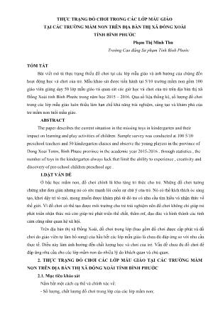 Thực trạng đồ chơi trong các lớp mẫu giáo tại các trường mầm non trên địa bàn thị xã Đồng Xoài tỉnh Bình Phước