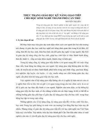 Thực trạng giáo dục kỹ năng giao tiếp cho học sinh nghề thành phố Cần Thơ