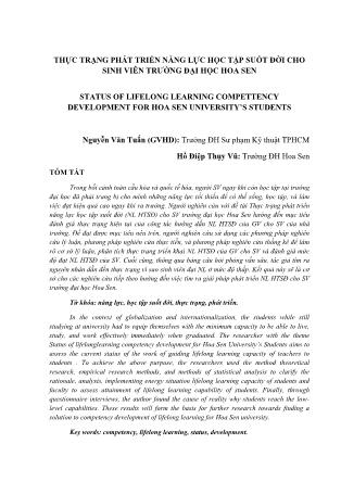 Thực trạng phát triển năng lực học tập suốt đời cho sinh viên trường Đại học Hoa Sen